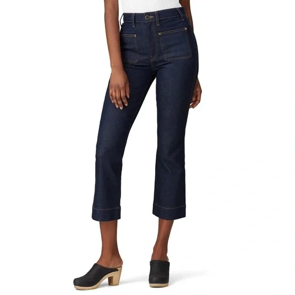 Khaite Raquel Patch Pocket Crop Flare Jeans - Dark Blue Wash - Size 31 - Picture 5 of 14